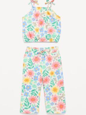 Old Navy Cami Top & Wide-Leg Pants Set Easter Florals Toddler Girls 2T